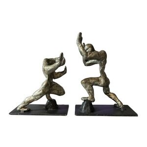 Pier 1 Imports Strong Men Metal Statue Bookends Set‎ of 2 Heavy Book Holders